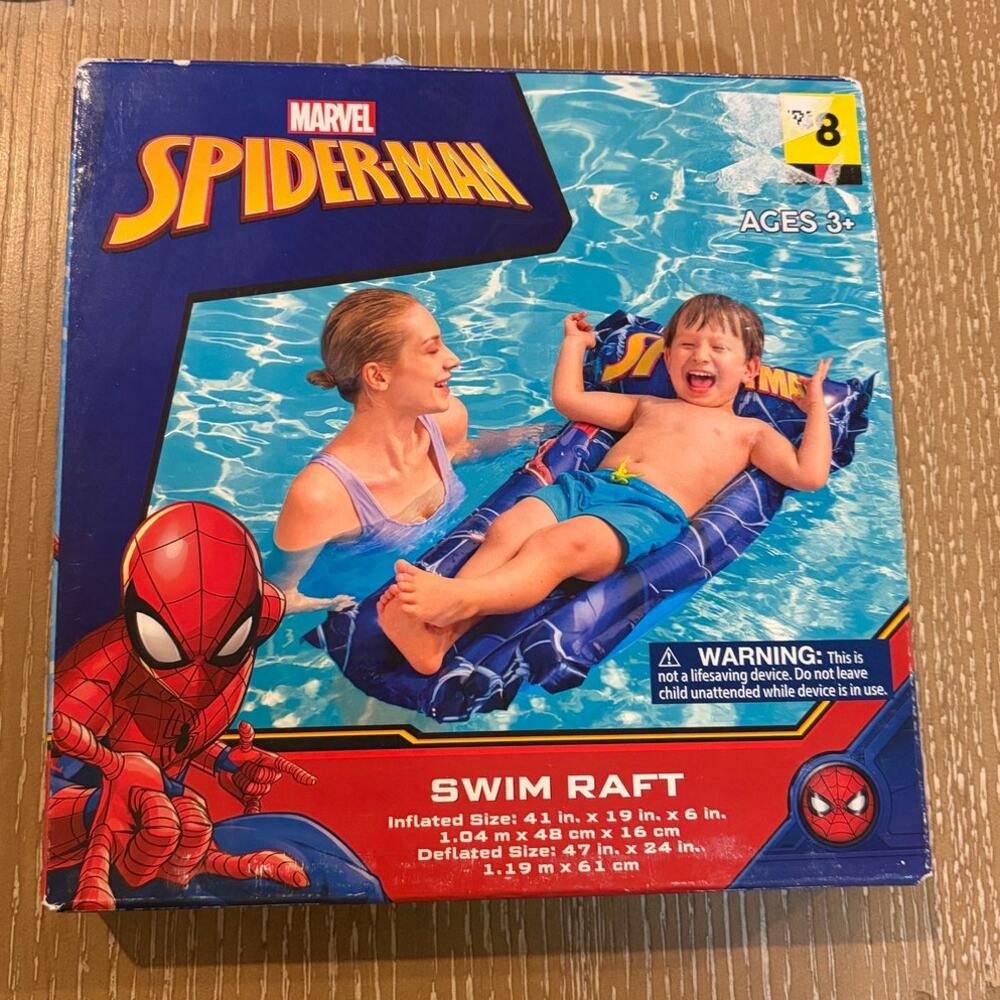 Marvel Spider-Man Swim Raft Float Floatie 40.9" x‎ 18.9" Swimming Pool NIB Blue